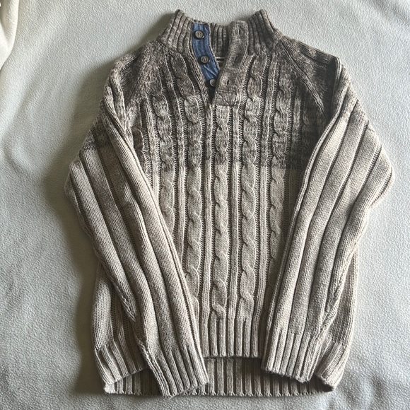 Original Wearherproof Vintage button up turtle neck sweater, small, brown&white - Picture 1 of 5
